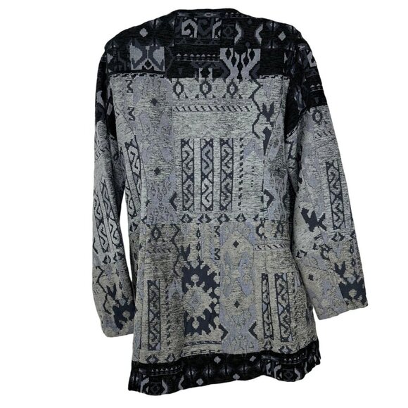 SUSAN GRAVER Artisan Embellished Snap Close Tapestry Jacket Grey Size 6 - Picture 2 of 12